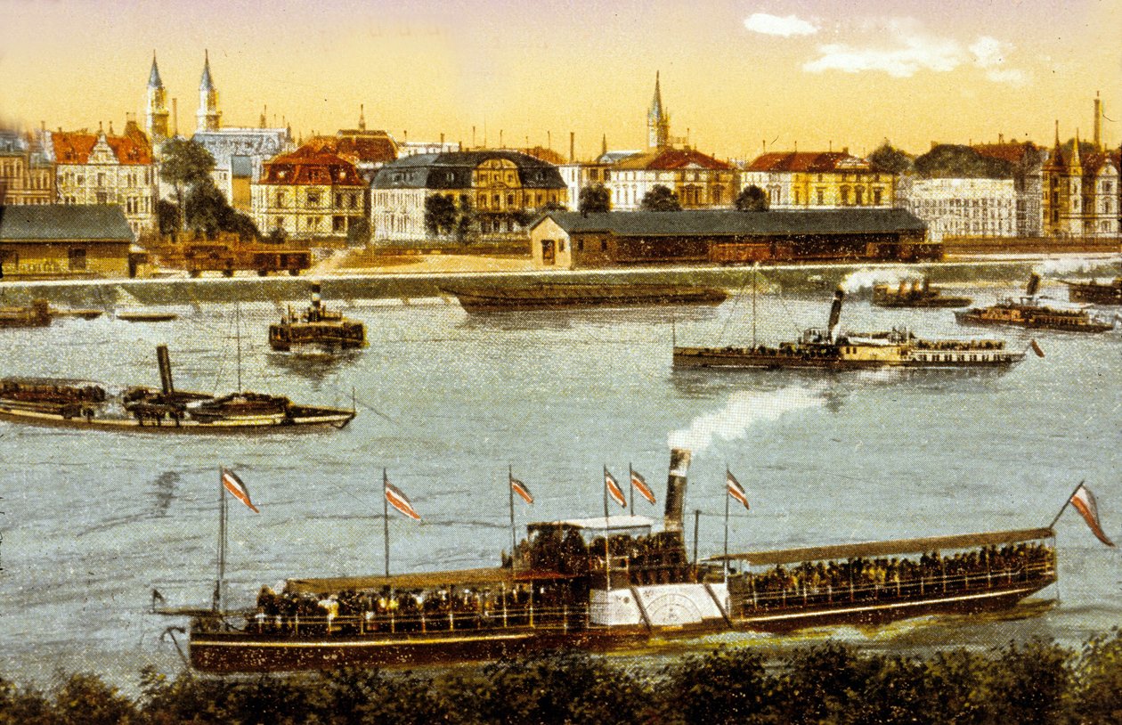 Ludwigshafen am Rhein ، حوالي عام 1910 (ليثو ملون) بواسطة المدرسة الألمانية