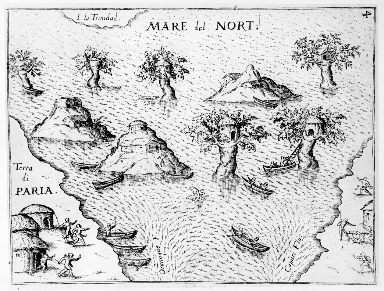 خريطة لساحل غيانا ، رسم توضيحي من Regni Guianae بقلم G. Raleigh بواسطة المدرسة الألمانية