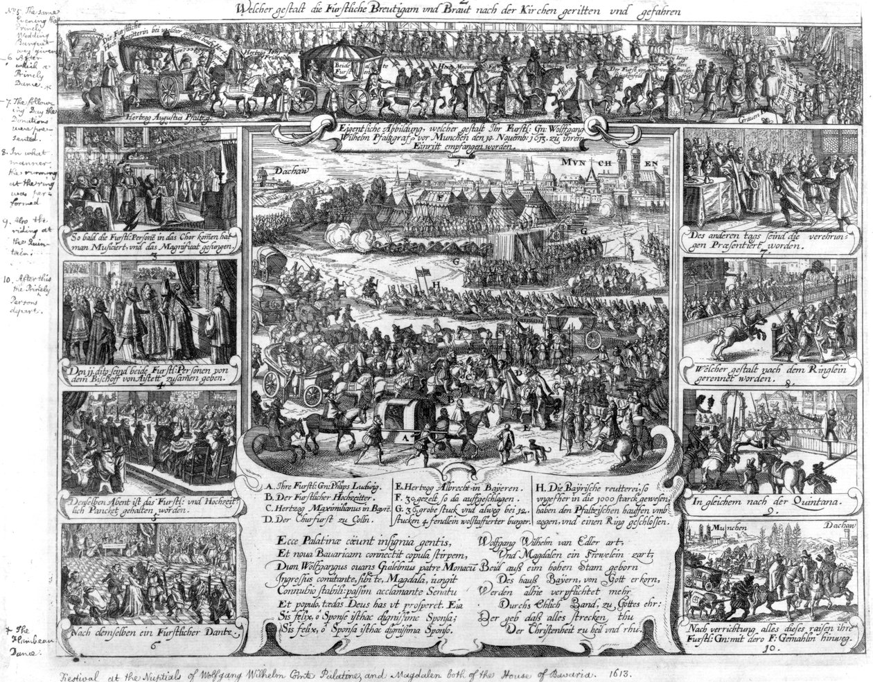 احتفالات زواج فولفجانج فيلهلم ، الكونت بالاتين نيوبورغ وماغديلين بافاريا في 1613 بواسطة المدرسة الألمانية