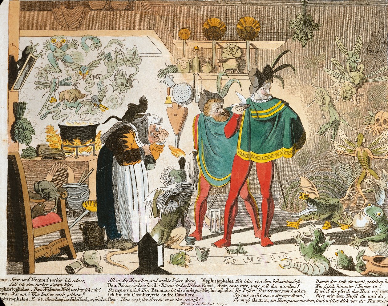 Mephistopheles inspired by Faust (coloured engraving) بواسطة المدرسة الألمانية
