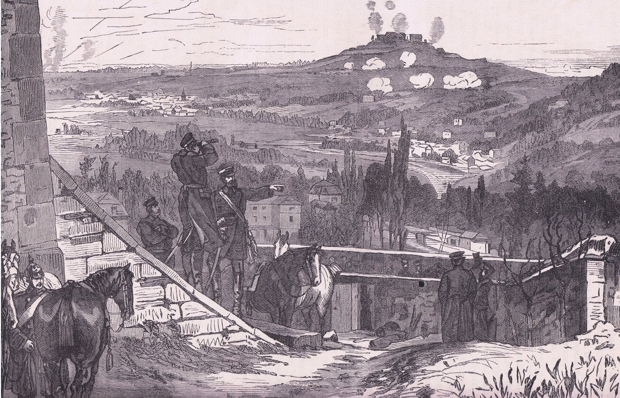 Mount Valerien أثناء الحصار ، Cassells History of the War بين فرنسا وألمانيا نشرته Cassell and Company Limited ، c1890 (litho) بواسطة المدرسة الألمانية