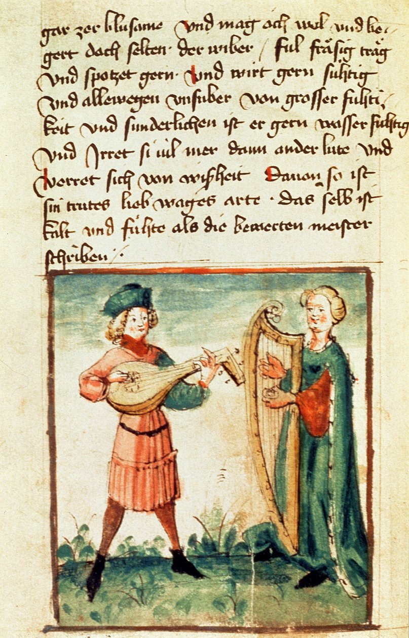 الآنسة Add 17987 fol.86v المزاج المتفائل بواسطة المدرسة الألمانية