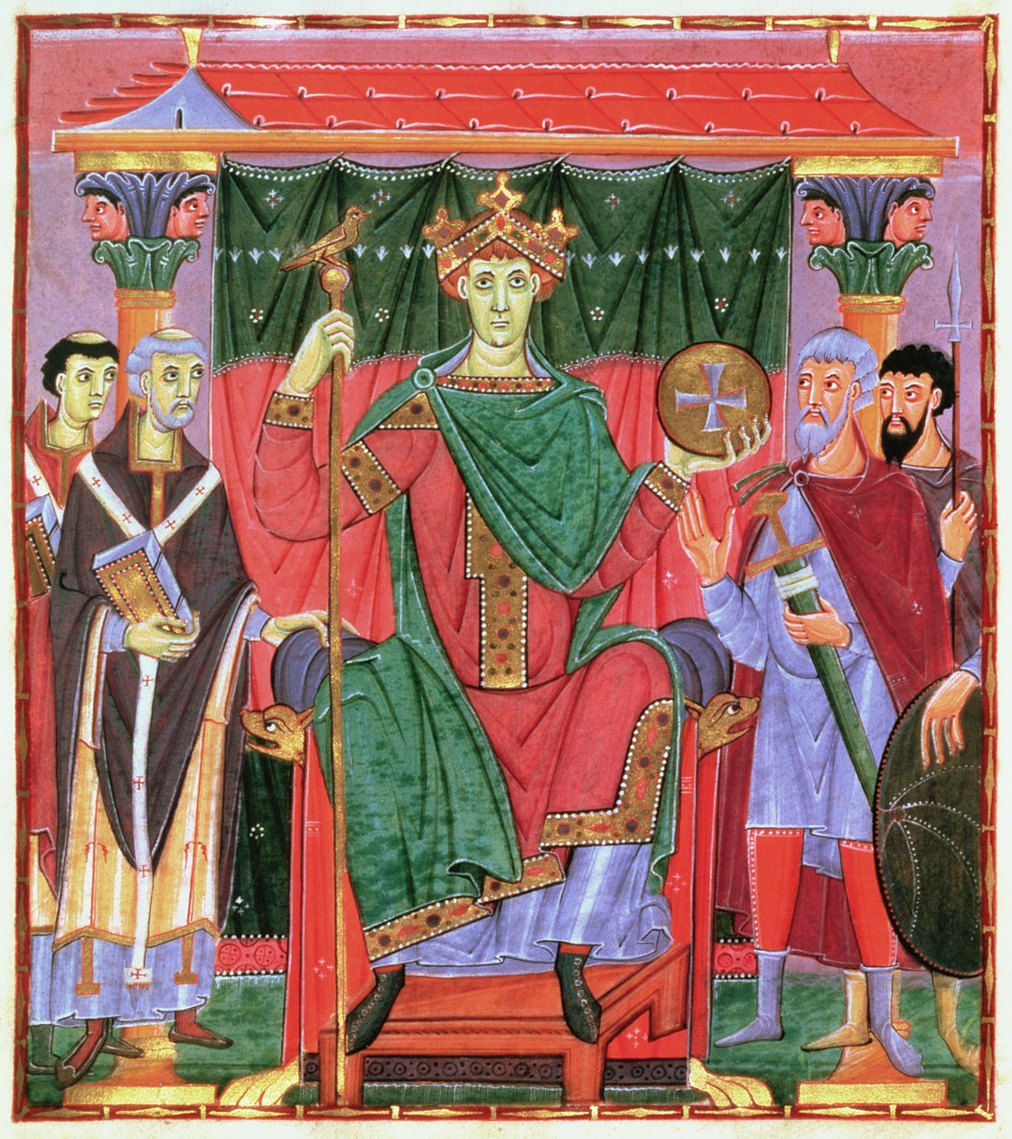 السيدة Cim.4453 f.42r الإمبراطور الروماني المقدس أوتو الثالث الذي تم عرشه (980-1002) ، c.998 بواسطة المدرسة الألمانية