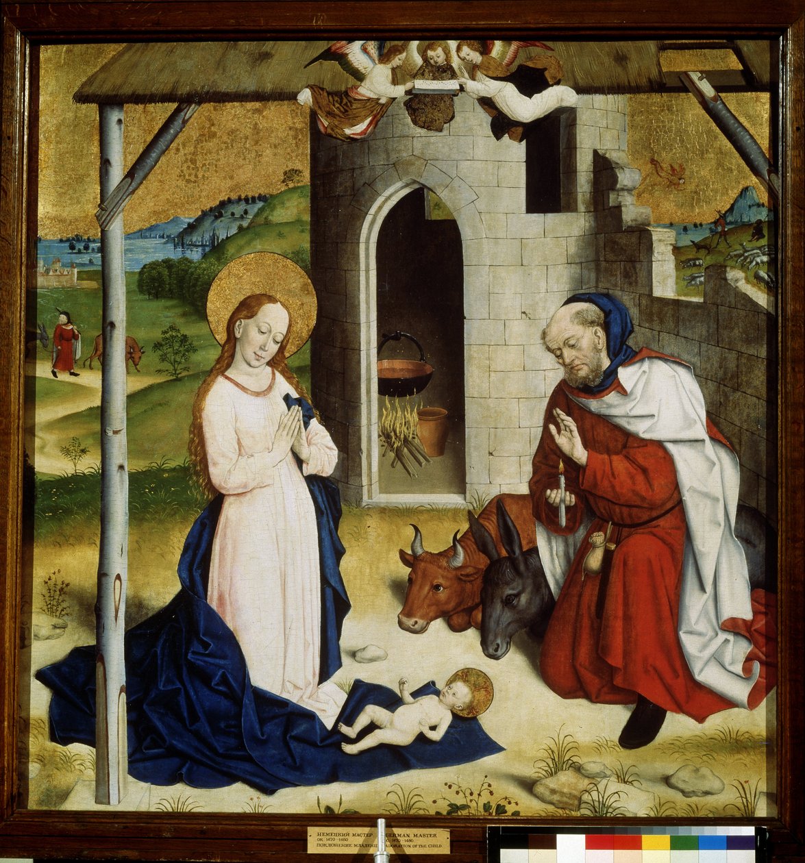 "Nativite" (عبادة الطفل المسيح) من المدرسة الألمانية. 1470-1480 متحف بوشكين ، موسكو بواسطة المدرسة الألمانية