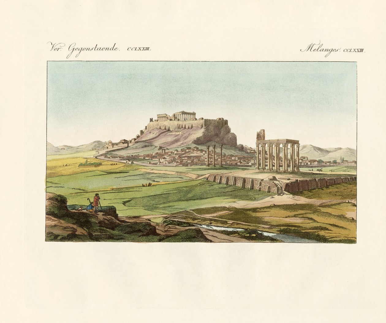 New Athens on the ashes of the old one (coloured engraving) بواسطة المدرسة الألمانية