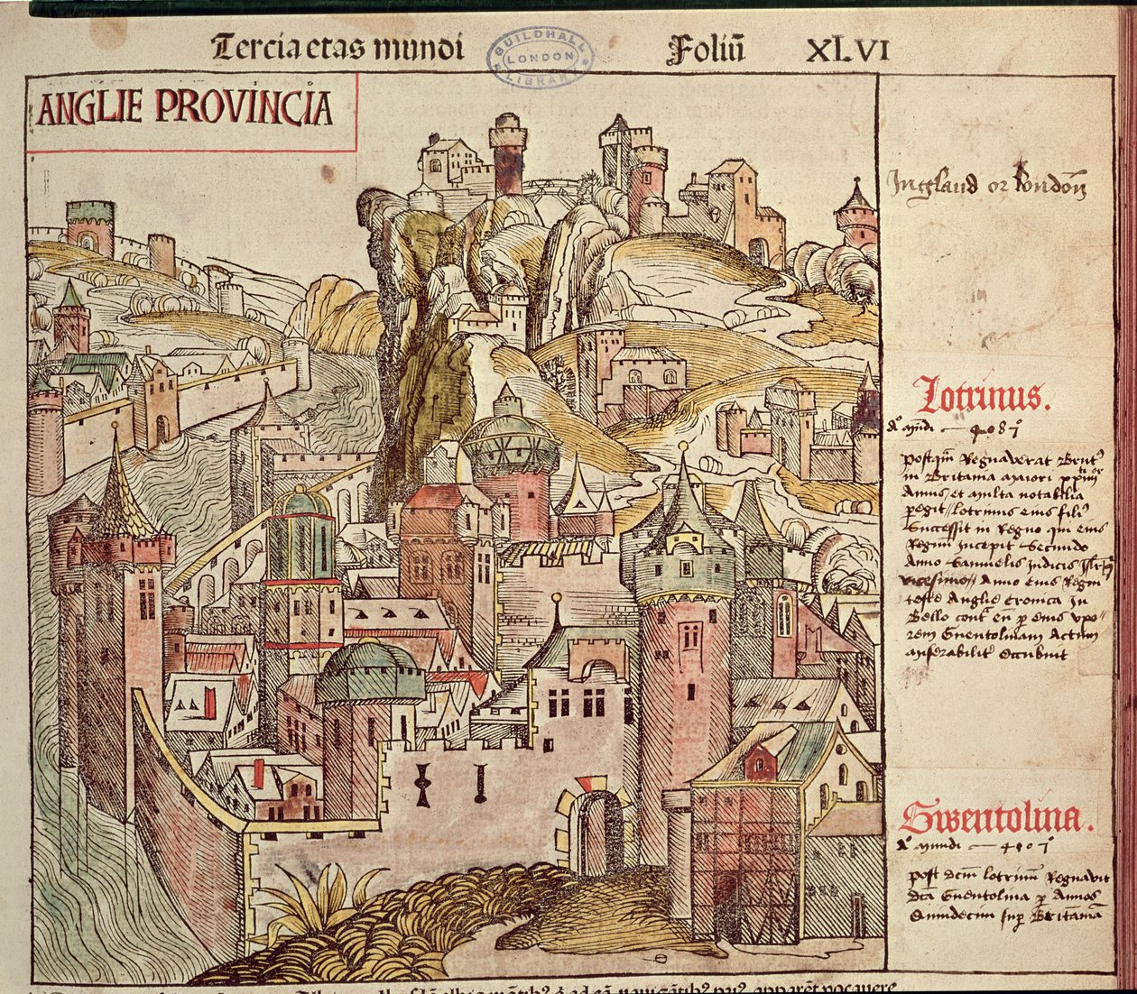 لندن القديمة ، من نورنبرغ كرونيكل بقلم هارتمان شيدل (1440-1514) 1493 بواسطة المدرسة الألمانية