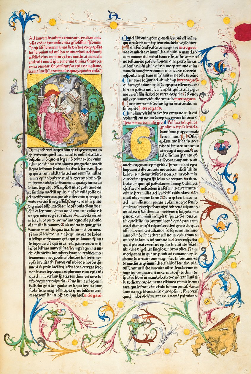 صفحة من Epistolae Hieronymus ، رسائل ومسجلات القديس جيروم ، حرره أدريانوس بريليس بواسطة المدرسة الألمانية