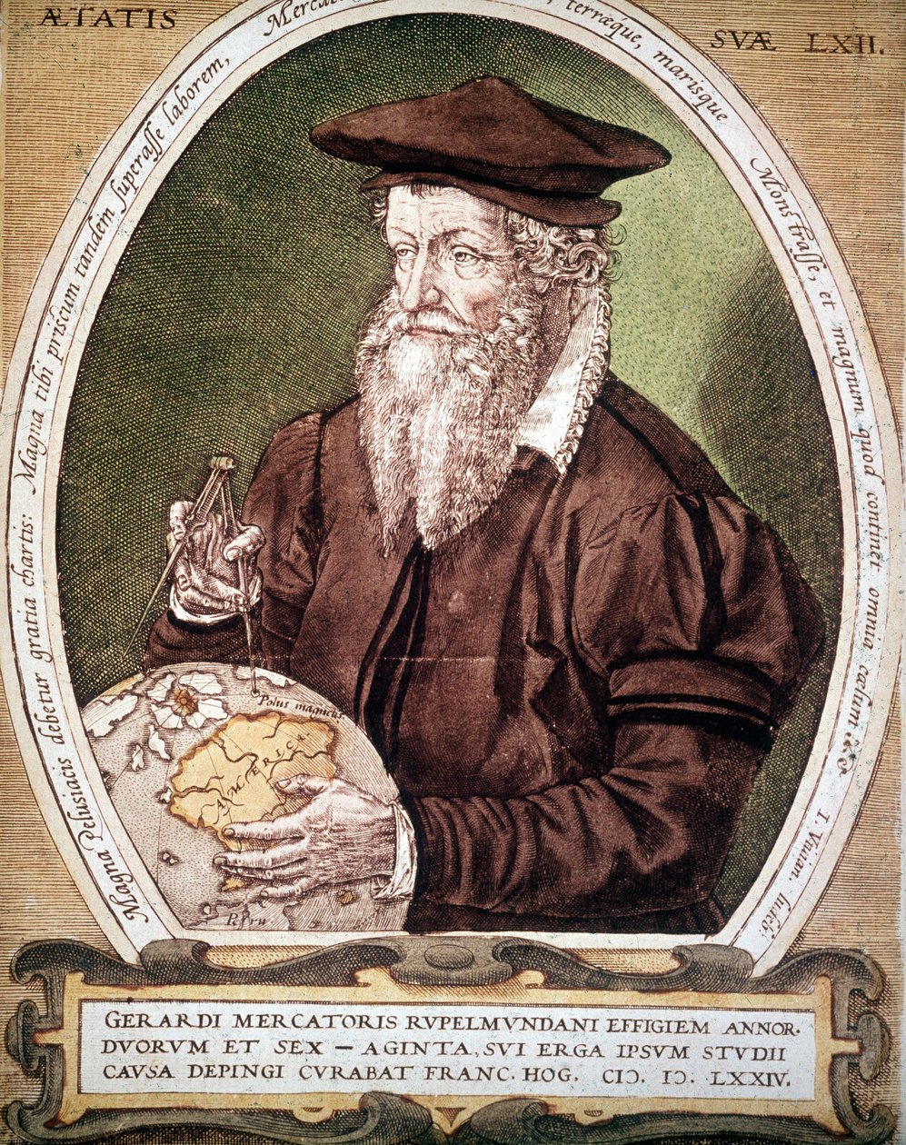 صورة غيرهارد كريمر ديت جيراردوس مركاتور (1512-1594). عنوان كاذب للطبعة الأولى من الأطلس. بواسطة المدرسة الألمانية