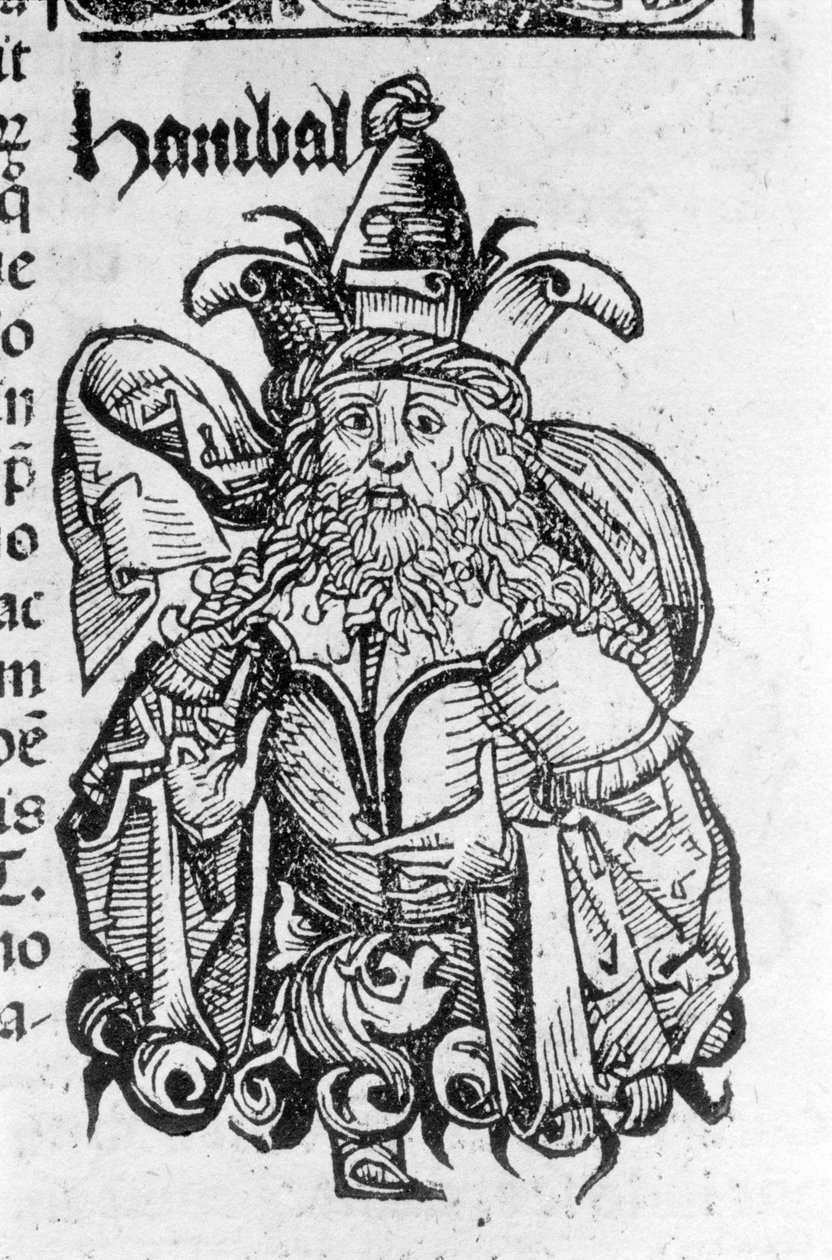 صورة لحنبعل أو أنيبال (247 قبل الميلاد - 183 قبل الميلاد) ، قرطاجي جنرال ورجل دولة - في Liber Historarum بواسطة هارتمان شيدل ، نورمبرغ 1497. بواسطة المدرسة الألمانية