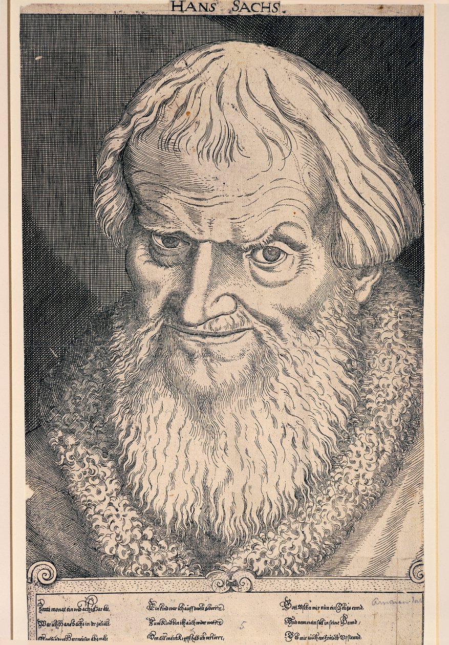 Portrait of Hans Sachs (engraving) بواسطة المدرسة الألمانية