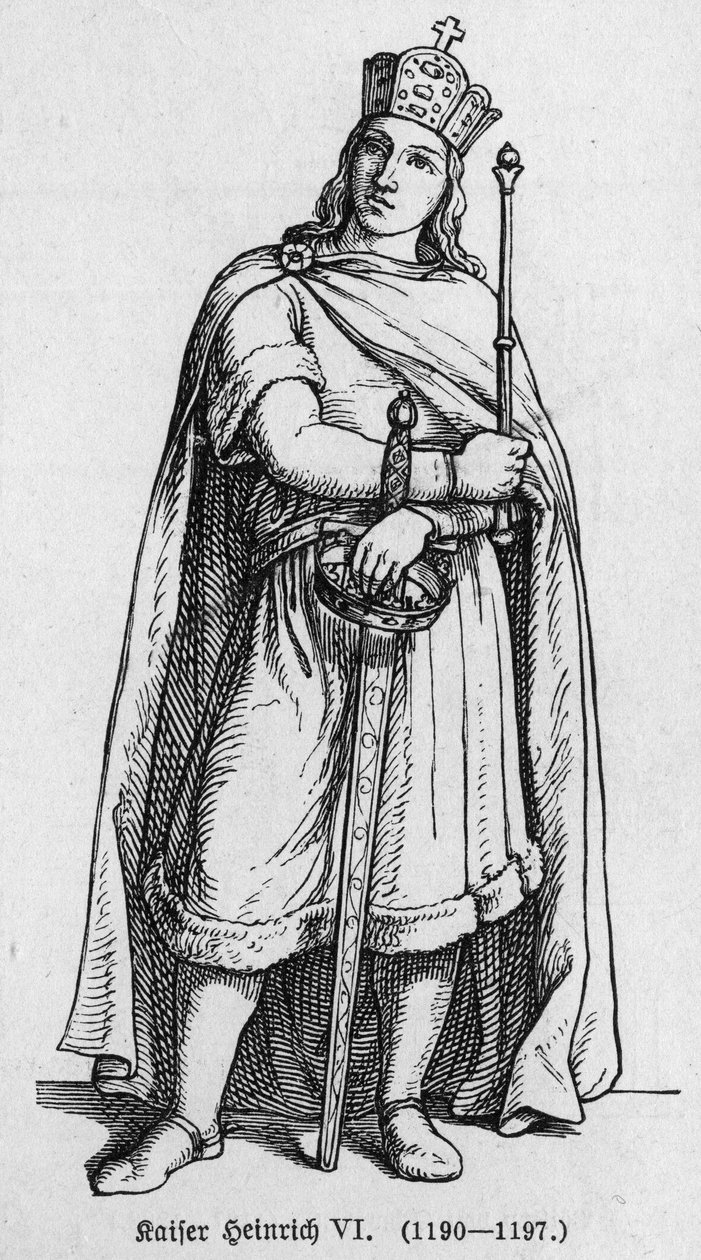 صورة لهنري الرابع ، المعروف باسم Le Severe أو Le Cruel (1165-1197) ، ملك ألمانيا. نقش في "" Kaiser، Konig und Papft "لريتشارد روث بواسطة المدرسة الألمانية