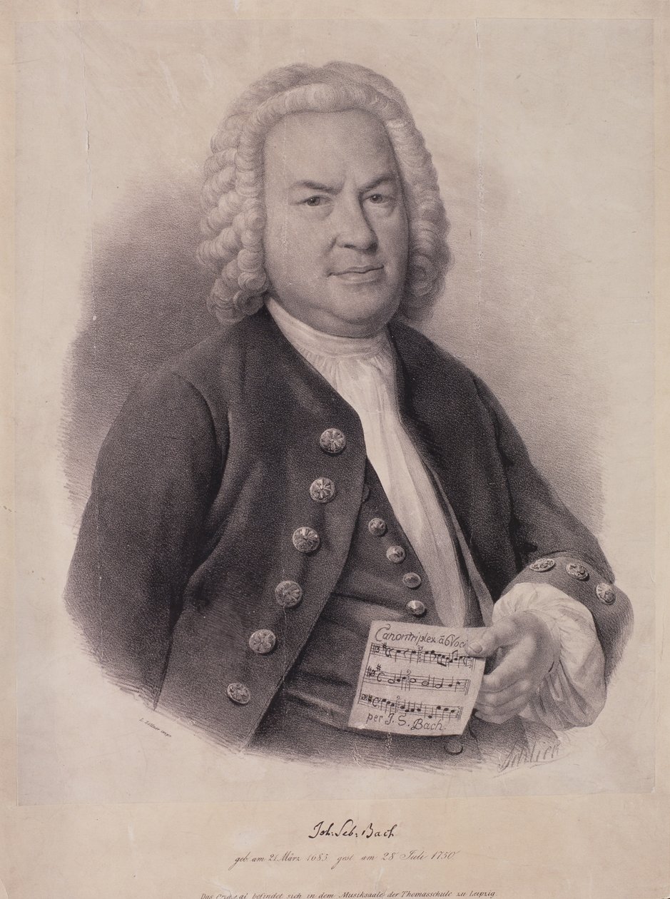 صورة يوهان سيباستيان باخ (1685-1750) منقوشة من قبل إف جي شليك ، 1840 بواسطة المدرسة الألمانية