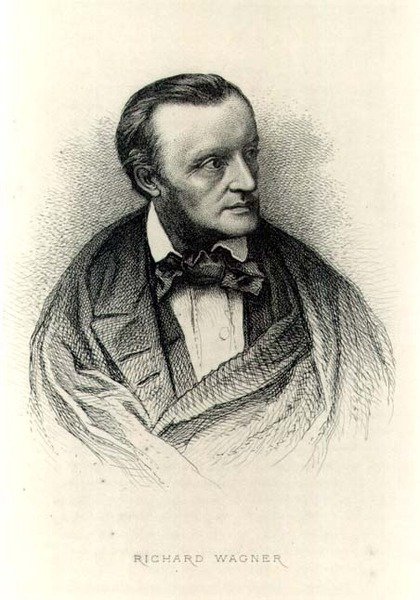 صورة لريتشارد واجنر (1813-83) الملحن الألماني (نقش) (صورة بالأبيض والأسود) بواسطة المدرسة الألمانية