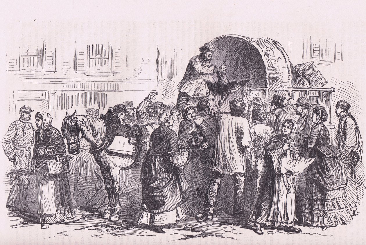 Poultry sellers in Paris, Cassells History of the War between France and Germany published by Cassell and Company Limited, c.1890 (litho) بواسطة المدرسة الألمانية
