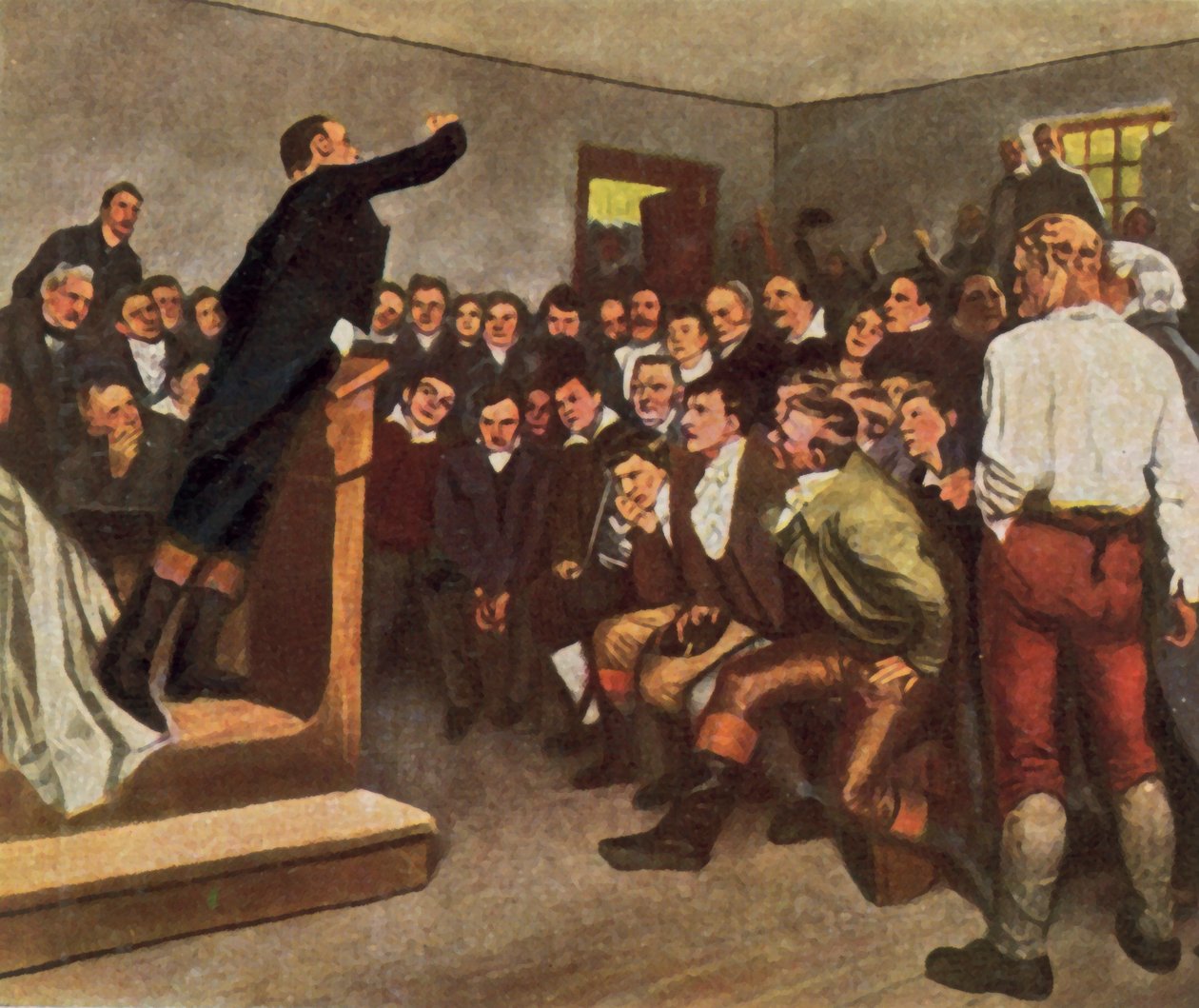 البروفيسور ستيفنز يحث مستمعيه على دعم حرب التحرير، 8 فبراير 1813 (صورة حجرية ملونة محسنة) بواسطة المدرسة الألمانية