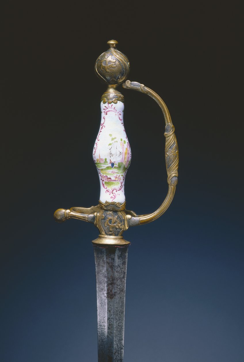 سيف صغير ، ج .1770 (صلب ونحاس مذهب وبورسلين) بواسطة المدرسة الألمانية