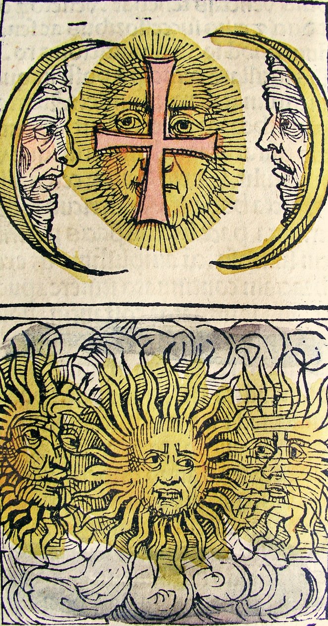 Sun Dogs and Moon Dogs ، تم نشره في نورنبرغ كرونيكل ، 1493 بواسطة المدرسة الألمانية