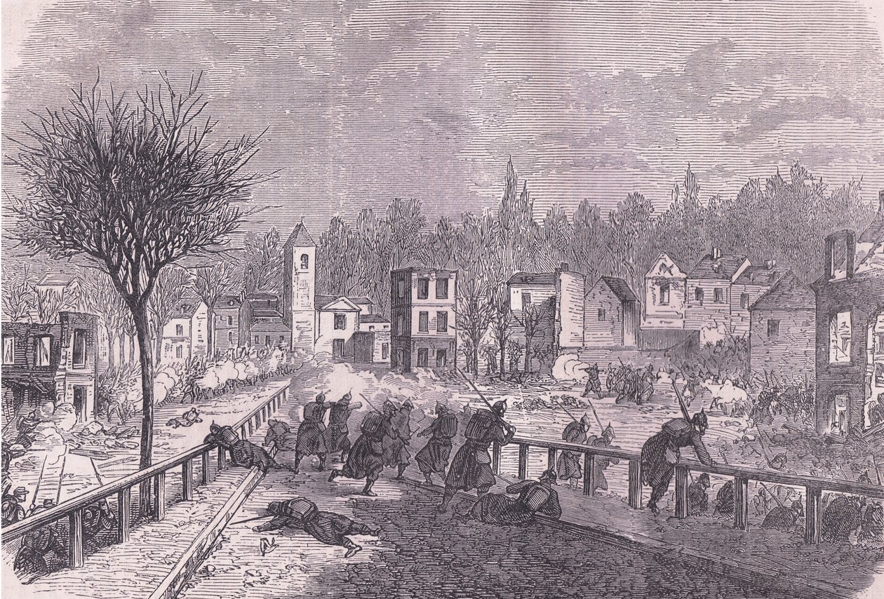 Taking of Brie-sur-Marne, November 30th, Cassells History of the War between France and Germany published by Cassell and Company Limited, c.1890 (litho) بواسطة المدرسة الألمانية