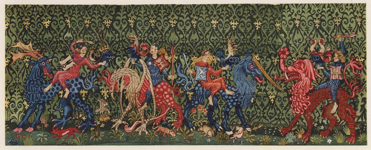 نسيج يصور كائنات أسطورية، أوبررهين بواسطة المدرسة الألمانية