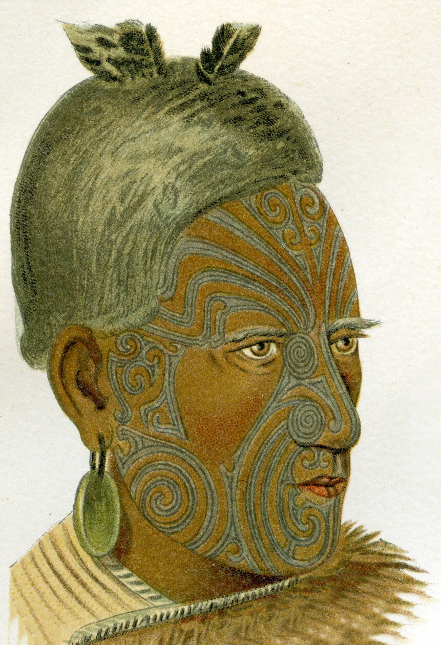 وجه موشوم لرئيس ماوري ، 1894 بواسطة المدرسة الألمانية