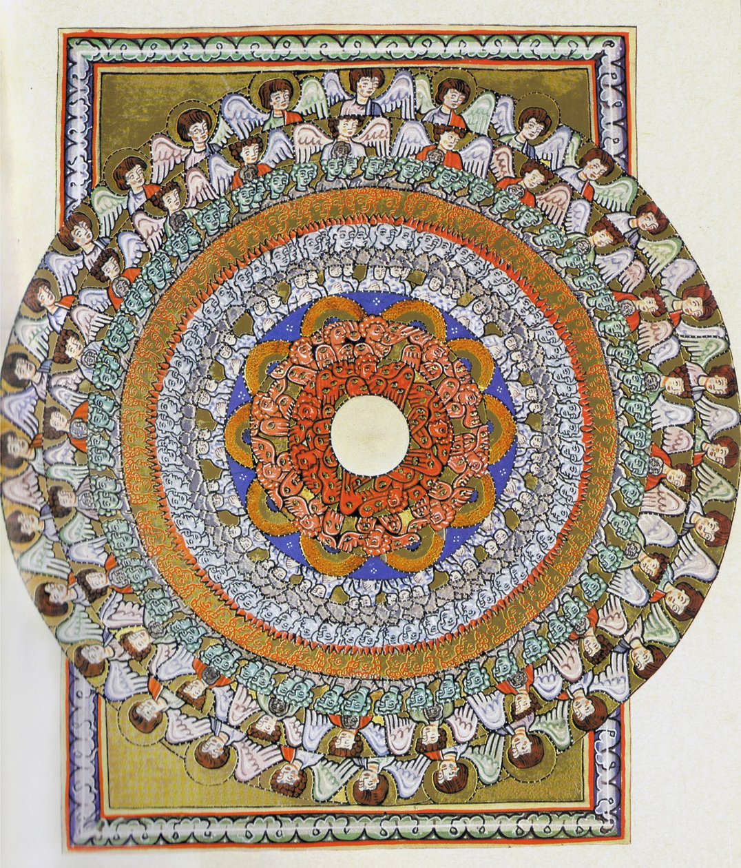 جوقة الملائكة. صورة مصغرة من Liber Scivias بواسطة Hildegard of Bingen ، حوالي 1175 (ألوان مائية على الرق) بواسطة المدرسة الألمانية