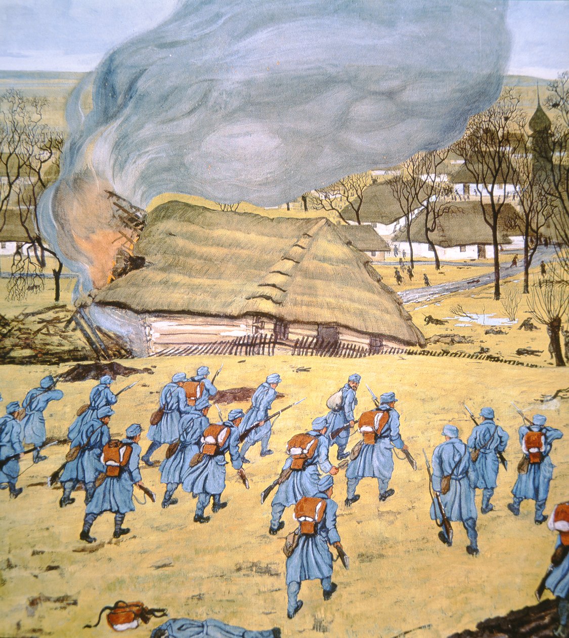 يهاجم فوج Landsturm النمساوي-المجري الأول قرية Stady Korciyan الصربية ، 22 ديسمبر بواسطة المدرسة الألمانية