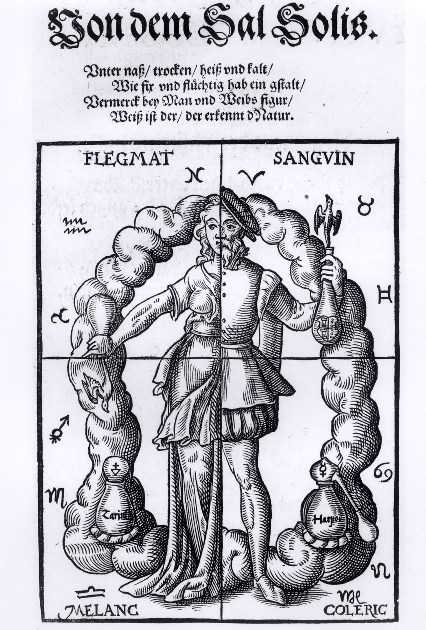 The Four Humours ، من Quinta Essentia بقلم Leonhart Thurneisser zun Thurn (1531-956) نشر في لايبزيغ ، 1574 بواسطة المدرسة الألمانية