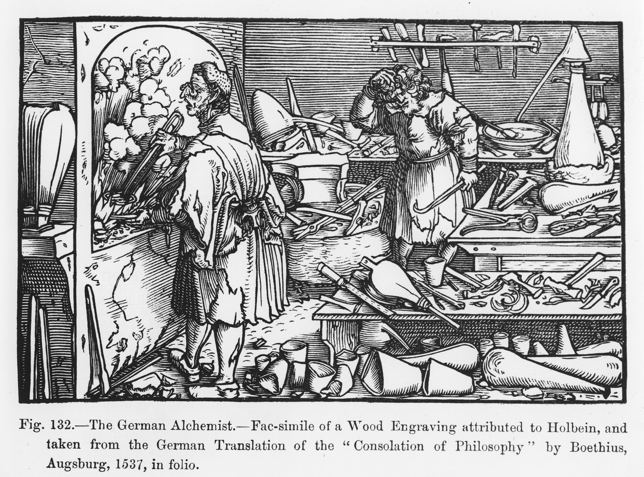 الكيميائي الألماني ، من عزاء الفلسفة بواسطة Boethius ، التوضيح من العلوم والأدب في العصور الوسطى وعصر النهضة ، كتب ونقش بول لاكروا ، 1878 (ب بواسطة المدرسة الألمانية