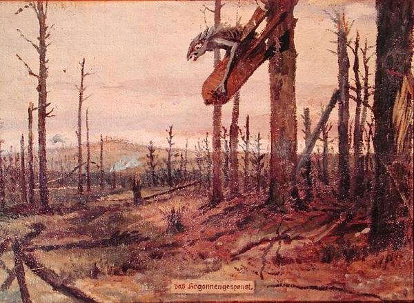 شبح غابات أرجون ، حوالي 1914-1918 (زيت على قماش) بواسطة المدرسة الألمانية