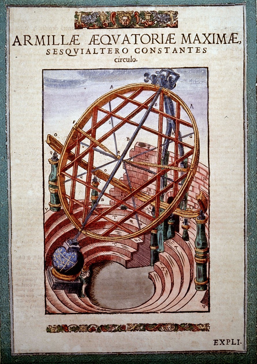 الذراع الاستوائية الكبرى في "" Astronomiae Instituatae machanicia "بقلم Tycho Brahe (1546 - 1601) ، Wandsbeck بواسطة المدرسة الألمانية