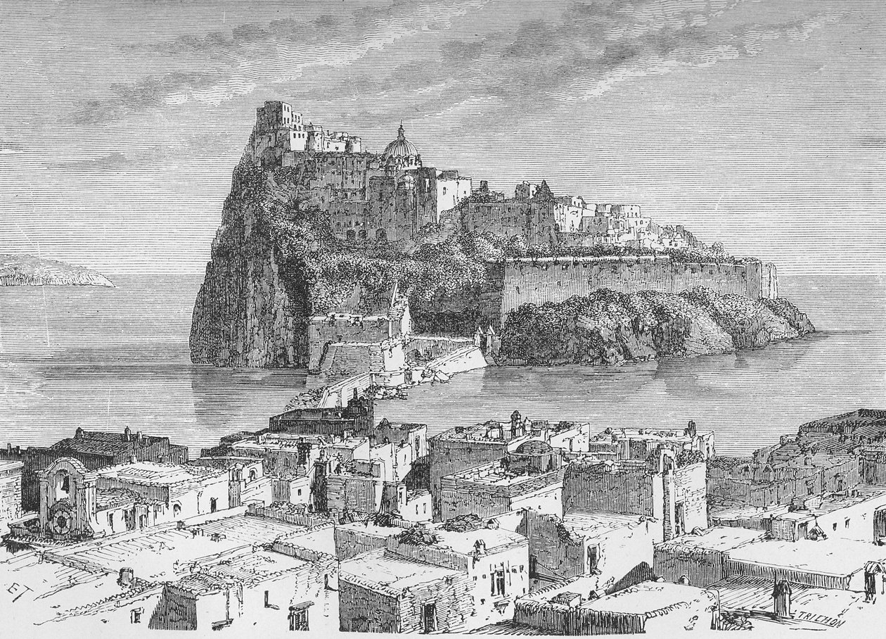 قلعة جزيرة Ischia البركانية بواسطة المدرسة الألمانية