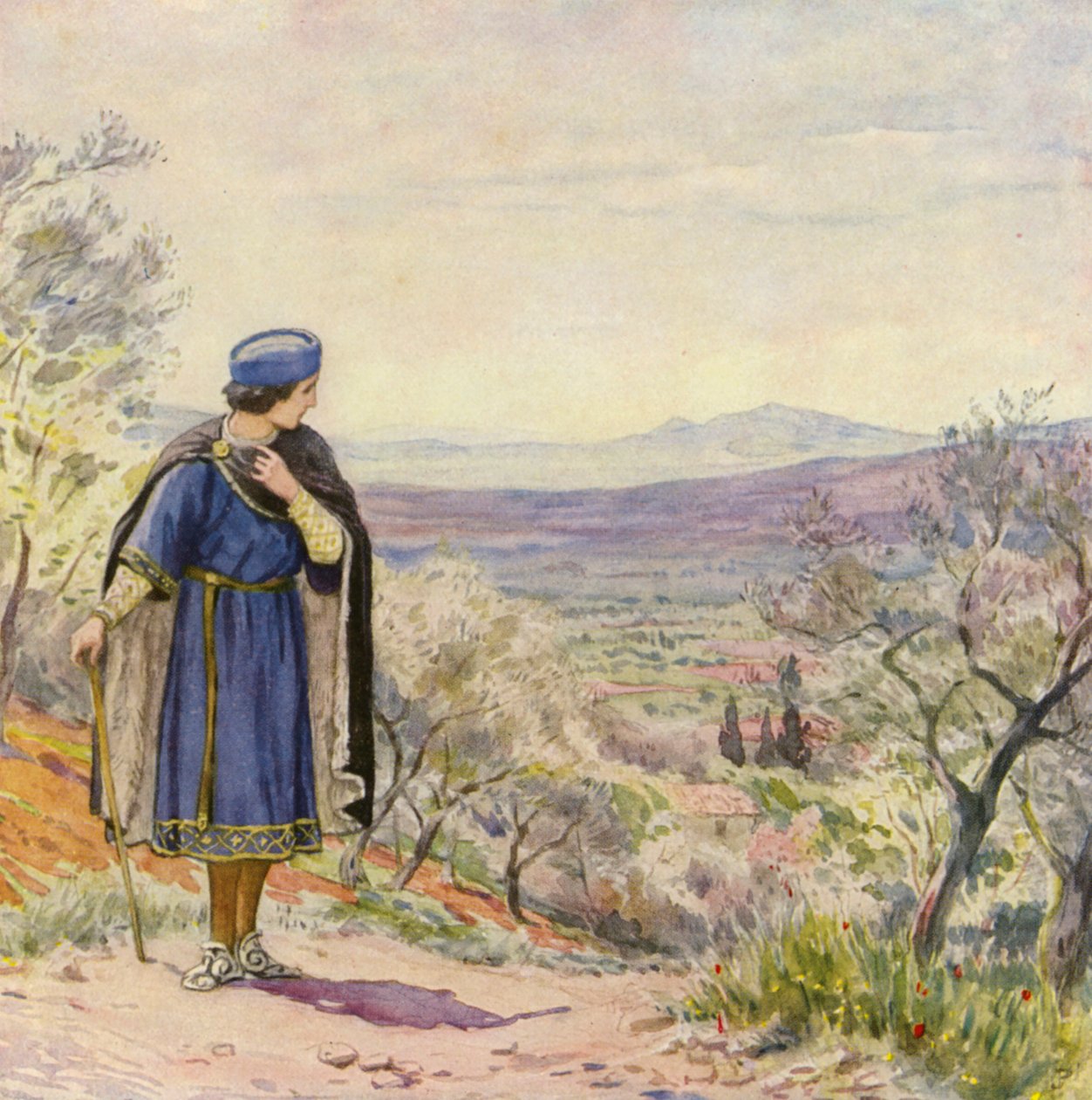 خيبة أمل القديس فرنسيس الشاب (طباعة حجرية ملونة) بواسطة المدرسة الألمانية