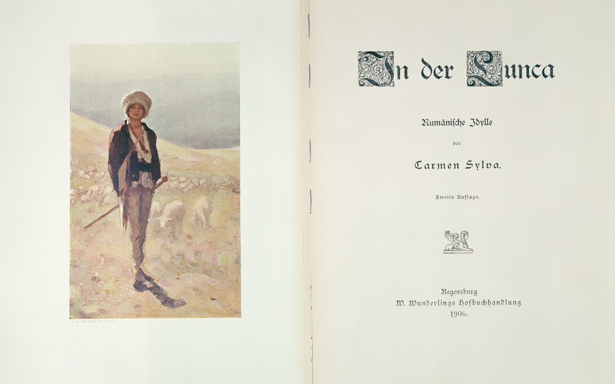 صفحة عنوان الرواية In der Lunca بقلم كارمن سيلفا ، المنشورة في Regensburg 1906 بواسطة المدرسة الألمانية