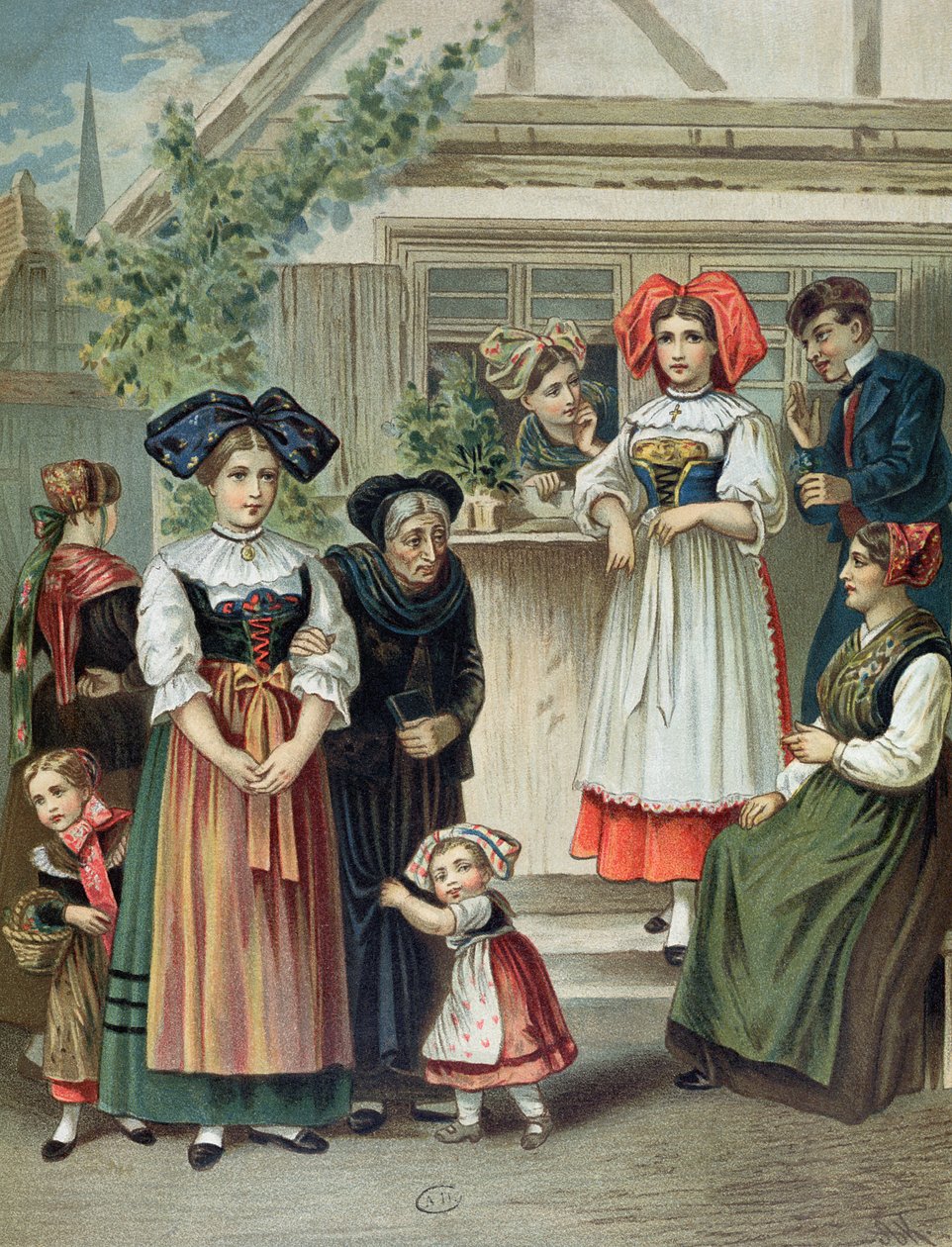 الأزياء التقليدية لمنطقة ستراسبورغ ، ج. 1870-80 بواسطة المدرسة الألمانية