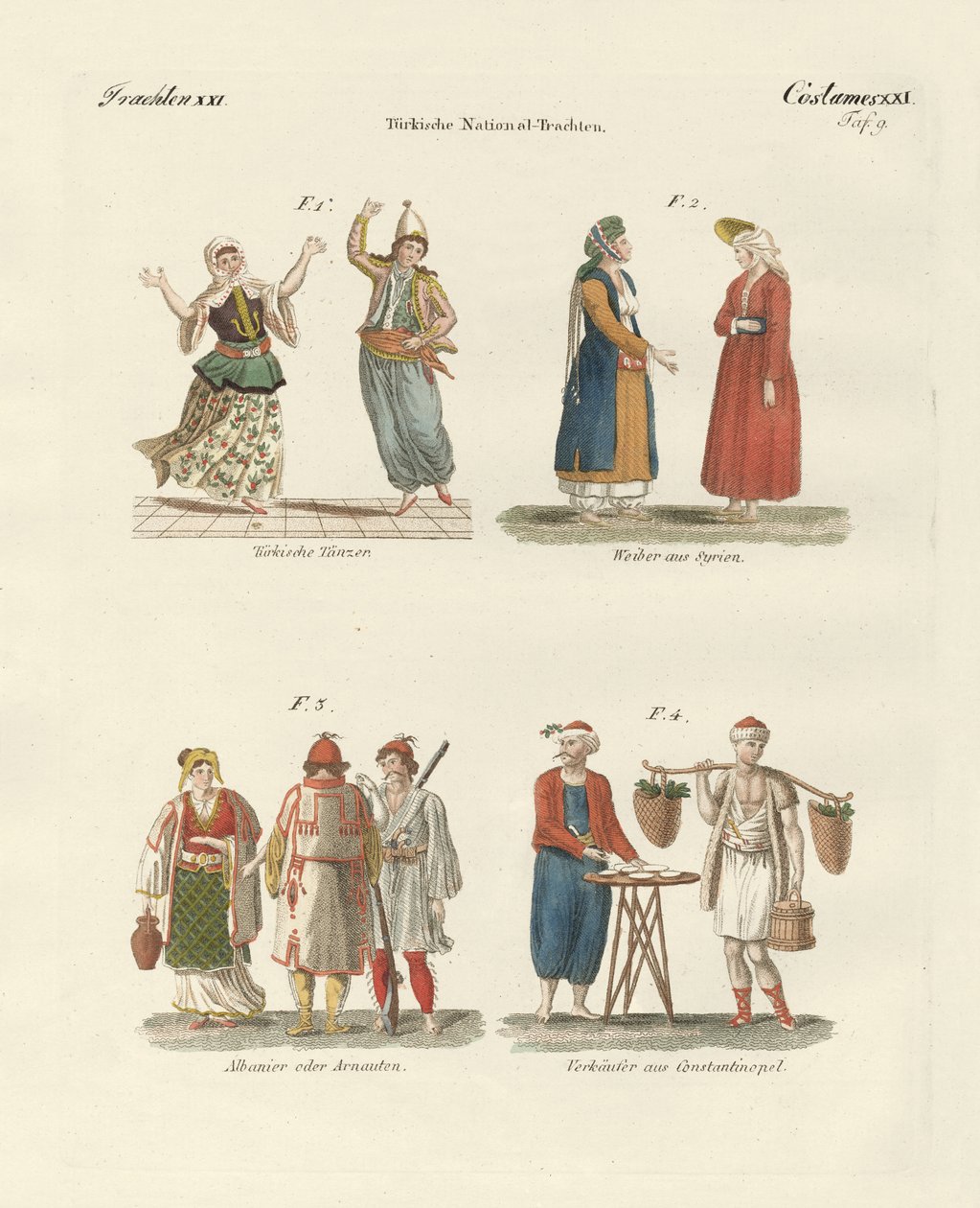 Turkish national costumes (coloured engraving) بواسطة المدرسة الألمانية