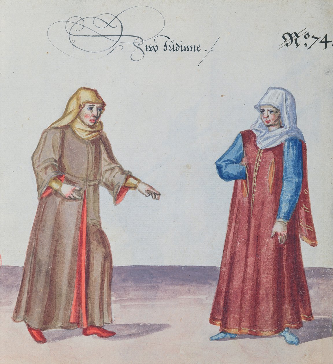 امرأتان يهوديتان ، c.1600 (مرحاض على ورق) بواسطة المدرسة الألمانية