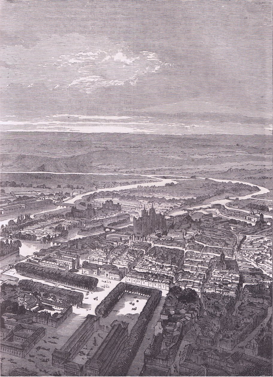 منظر لمتز ، تاريخ كاسيلز للحرب بين فرنسا وألمانيا نشرته شركة Cassell and Company Limited ، حوالي عام 1890 (litho) بواسطة المدرسة الألمانية