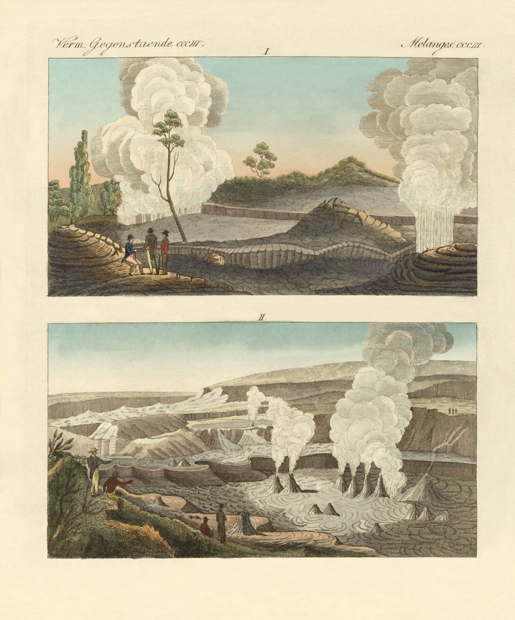 Volcanoes on the Island of Hawaii (coloured engraving) بواسطة المدرسة الألمانية