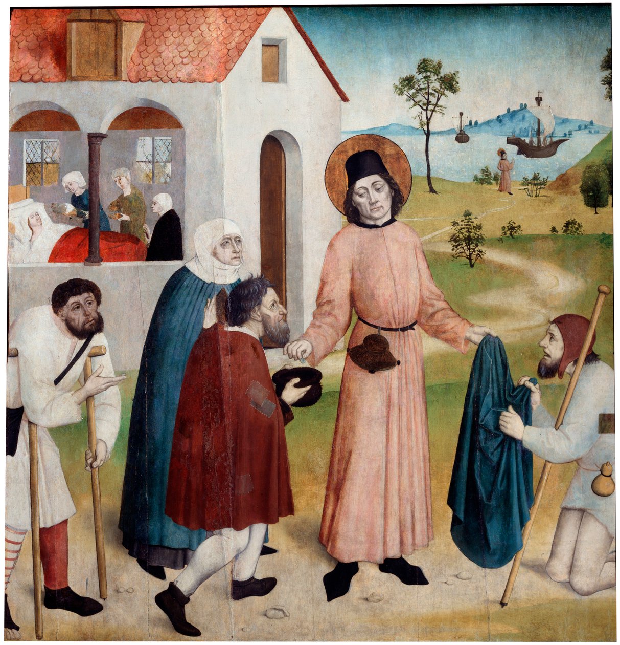 القديس جايلز يقسم ممتلكاته على الفقراء '(1470-1480). بواسطة سيد ألماني.