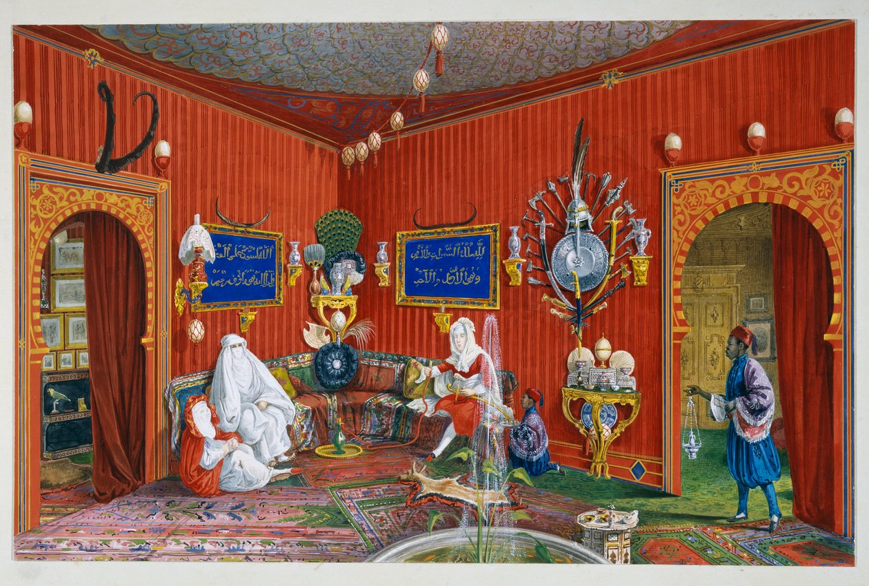 غرفة شرقية في فيلا لازاروفيتش، مقر إقامة ماكسيميليان من هابسبورغ في تريست (1832-1867)، درجة الحرارة من تصميم جيرمانو بروسدوتشيمي بواسطة جيرمانو بروسدوسيمي