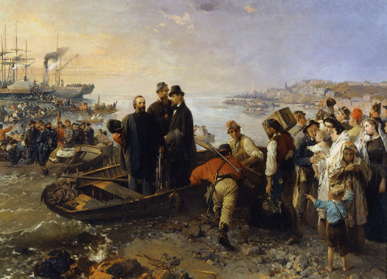 غاريبالدي مع الألف يغادر من كوارتو (الجينات) إلى مارسالا (صقلية) في عام 1870 ، بدون تاريخ (زيت على قماش) بواسطة جيرولامو إندونو