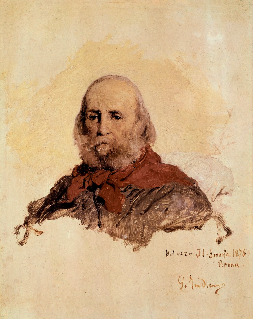 اتحدوا الإيطالية: صورة جوزيبي غاريبالدي (1807-1882) ، وطني إيطالي. عمل لجيرولامو (جيرولامو) إندونو (1825-1890) بواسطة جيرولامو إندونو