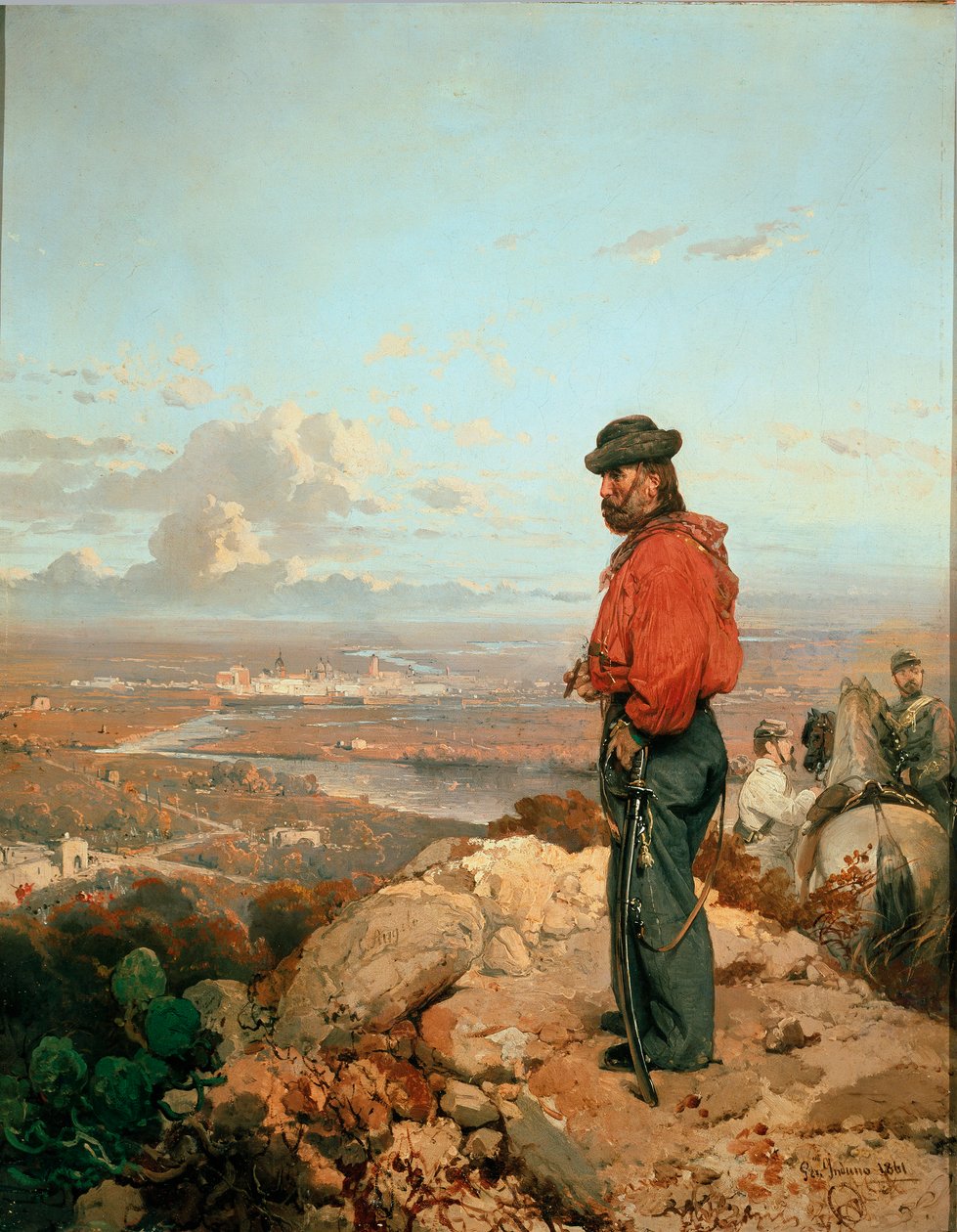 الوحدة الإيطالية: "" صورة جوزيبي غاريبالدي (1807-1882) أمام كابوا (كابوا) في عام 1860 "" لوحة لجيرولامو (جيرولامو) إندونو (1825-1890) 1861 متحف ديل ريسورجمينتو ، ميلانو بواسطة جيرولامو إندونو