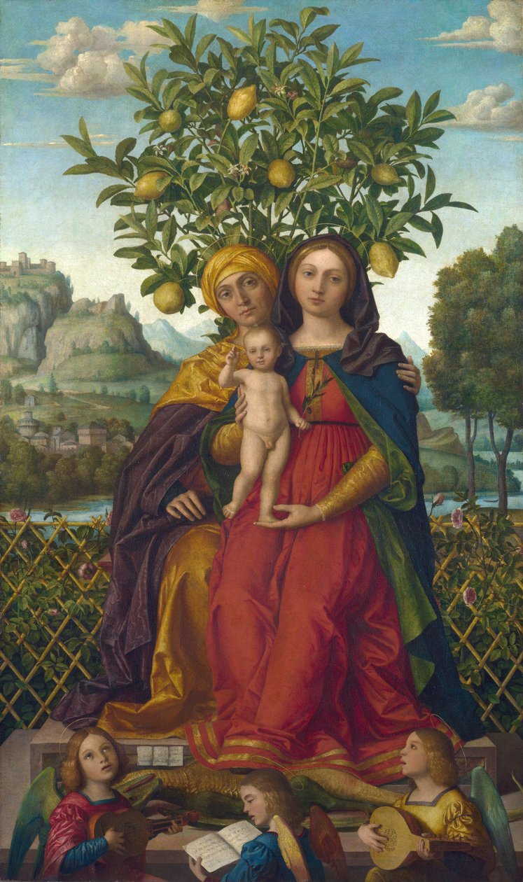 جيرولامو داي ليبري (1474-1555) العذراء والطفل مع زيت القديسة آن على قماش كاليفورنيا 1510-1520 المتحف الوطني ، لندن 158،1 × 94 بواسطة جيرولامو داي ليبري