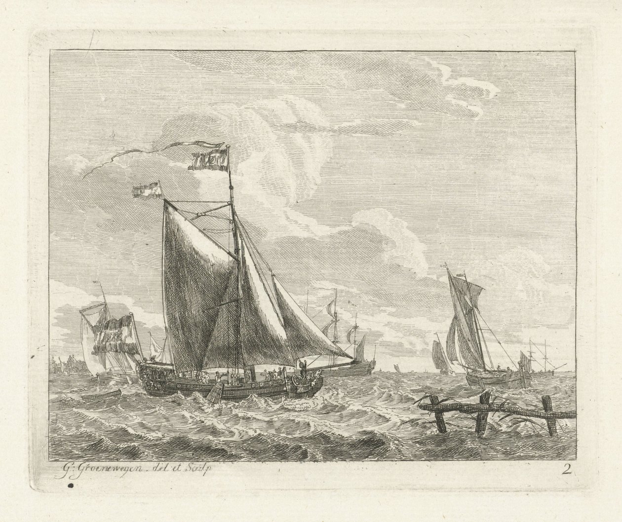 ثماني سفن شراعية على مياه هائج Seascapes with Ships (عنوان المسلسل) بواسطة جيريت جرونويجن