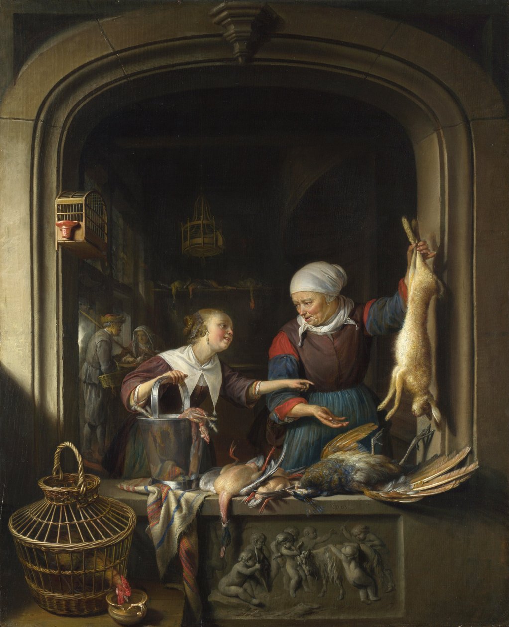 متجر بولتيرر - رسم جيرارد (جيريت) دو (داو) (1613-1675) - ج. 1670 - زيت على خشب - 58x46 سم - المعرض الوطني ، لندن بواسطة جيريت دو