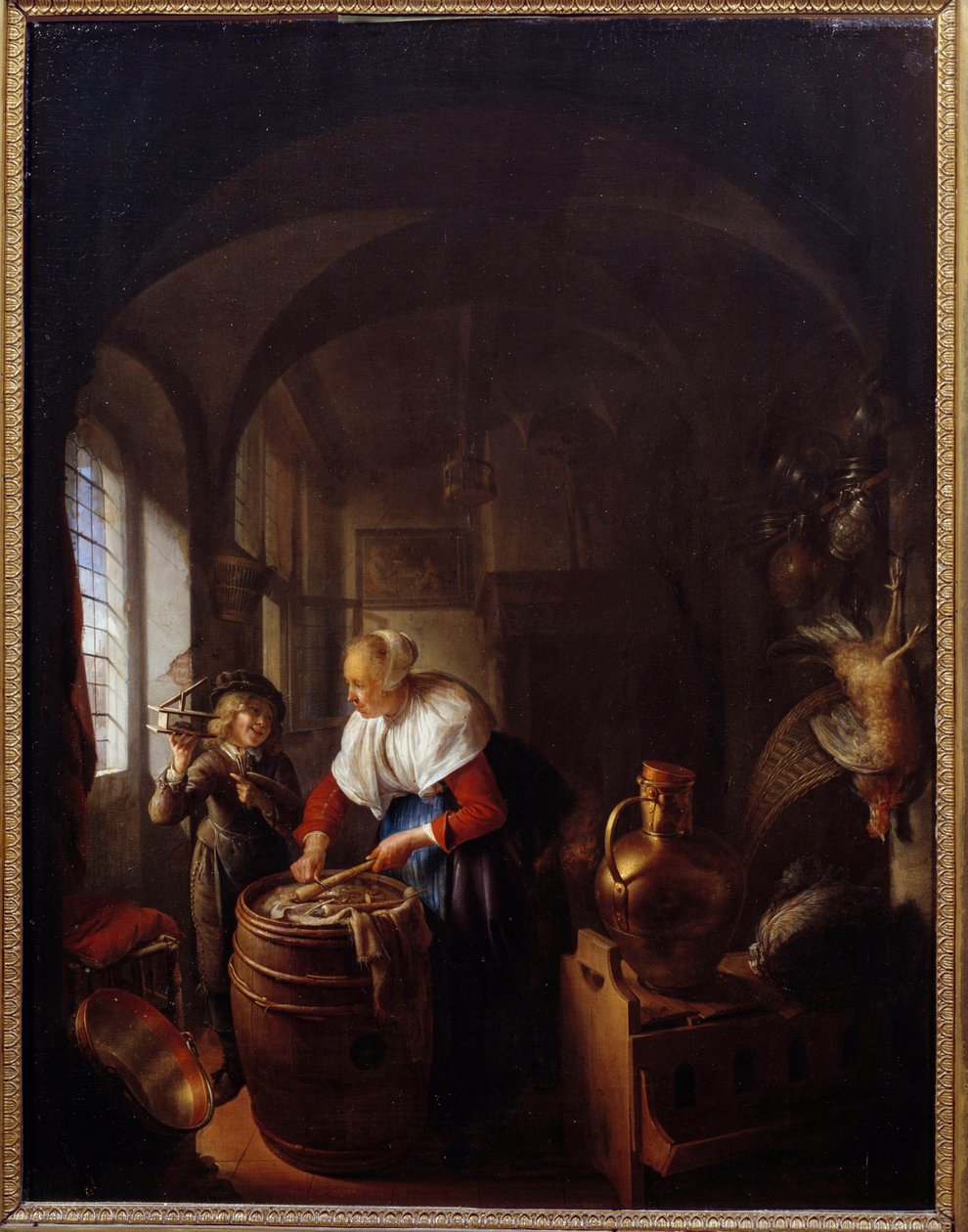 الفأر. طفل يظهر والدته في فخ فأر. رسم جيرارد دو (1613-1675) ، هول. بواسطة جيريت دو