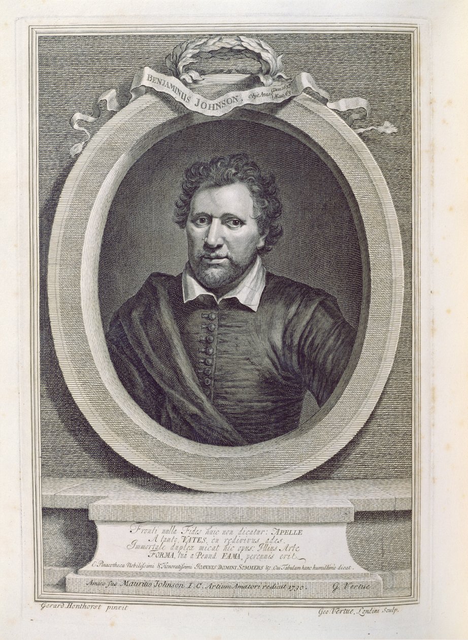 بن جونسون (1573-1637) ، منقوش بواسطة جورج فيرتو (1684-1756) ، 1730 بواسطة جيريت فان هونثورست