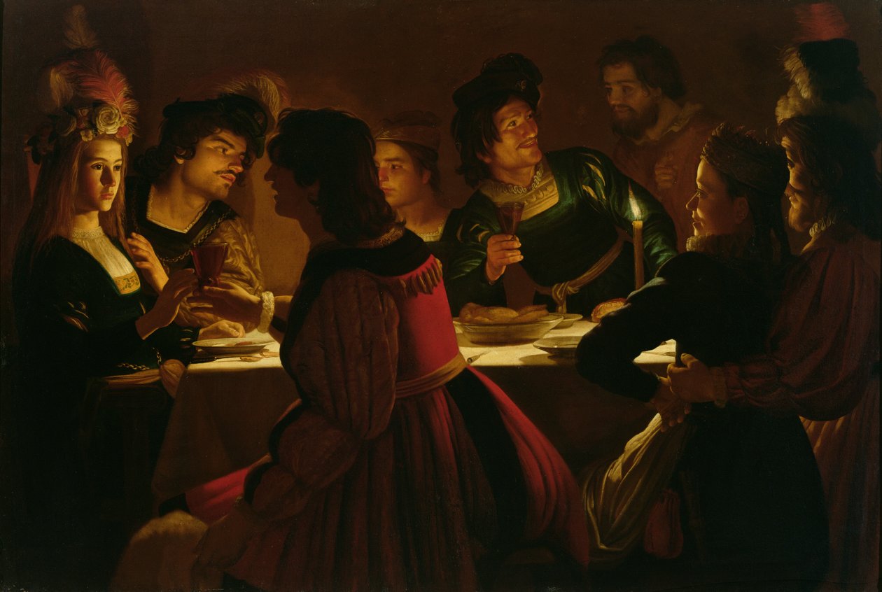 مشهد العيد مع زوجين متزوجين ، c.1617 بواسطة جيريت فان هونثورست