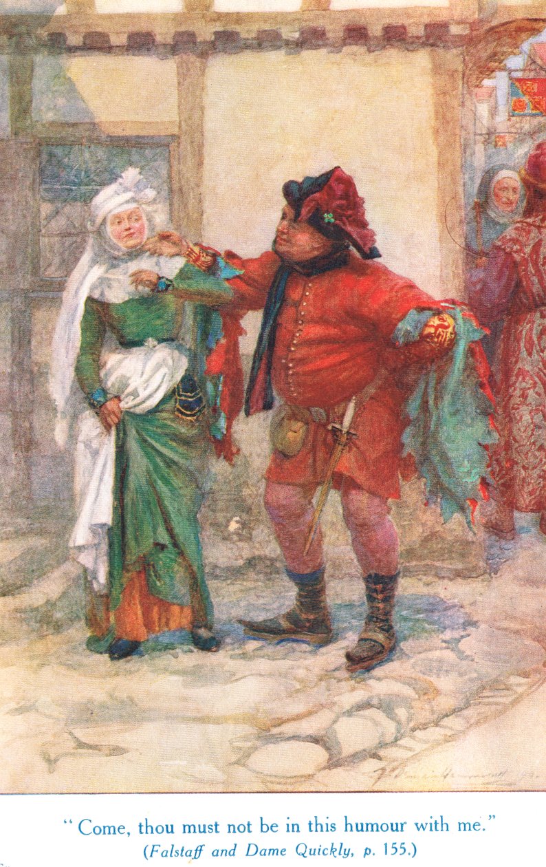 "تعال ، يجب ألا تكون في هذه الفكاهة معي" ، رسم توضيحي من "قصص شكسبير عن الملوك الإنجليز" ، نشره جورج هاراب وابنه بواسطة جيرترود إي ديمين هاموند